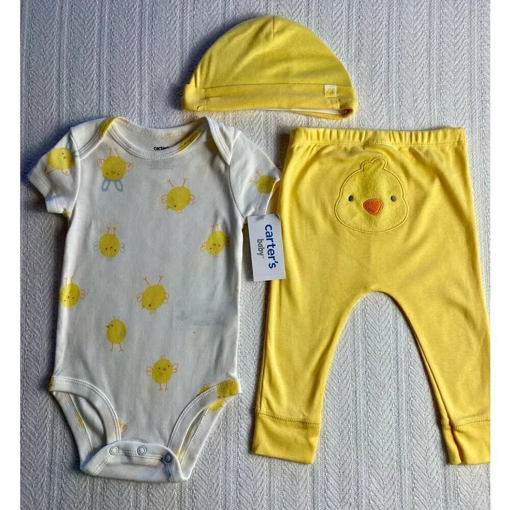 CARTER’S  6M BABY Chick Bodysuit Pants & Hat Set - Picture 7 of 10
